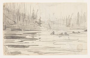Canoe su un lago da Winslow Homer