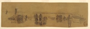 Disegno, Spiaggia con quattro barche da pesca, Cullercoats, Inghilterra, 1881-82 da Winslow Homer