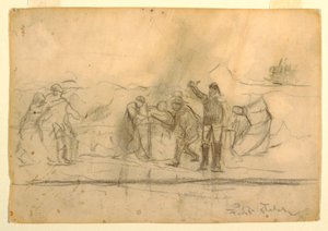 Disegno, primo schizzo per "Il naufragio", 1885-86 da Winslow Homer