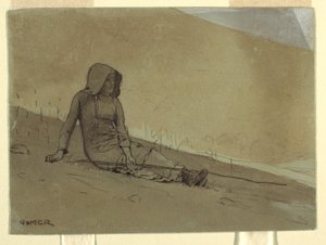 Disegno, Ragazza seduta su una collina, 1878 da Winslow Homer