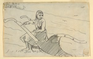 Disegno, Ragazza seduta su un aratro, 1879 da Winslow Homer