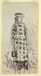 Disegno, Ragazza con il secchio per il pranzo, 1879