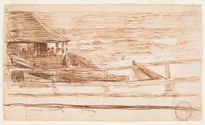 Disegno, Casa a ringhiera con galeotti spiaggiati, Cullercoats, Inghilterra, 1881 da Winslow Homer