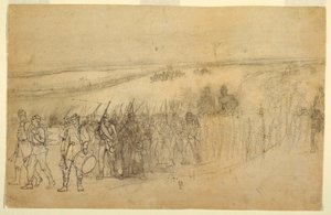 Disegno, colonna di fanteria in marcia, 1862 ca. da Winslow Homer