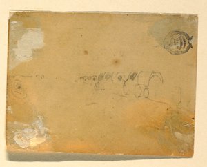 Disegno, schizzo di massima di un convoglio di carri, 1862 da Winslow Homer