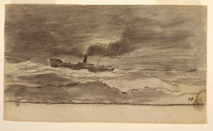 Disegno, Paesaggio marino con peschereccio, Cullercoats, Inghilterra, 1881-82 da Winslow Homer