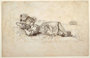 Disegno, pastorella che riposa, 1877 da Winslow Homer