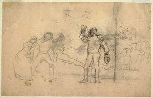 Disegno, schizzo per "Il naufragio", un dipinto a olio del 1896 presso il Carnegie Institute, Pittsburgh, PA, 1881 da Winslow Homer