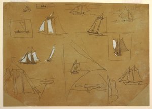 Disegno, Schizzi di barche a vela, Cullercoats, Inghilterra, 1881-82 da Winslow Homer