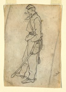 Disegno, Soldato con spada e pipa, 1862 da Winslow Homer