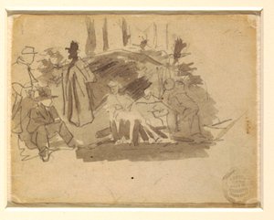 Disegno, soldati in campeggio, 1862 da Winslow Homer