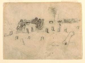 Disegno, barellieri che trasportano un soldato, probabilmente 1862 da Winslow Homer