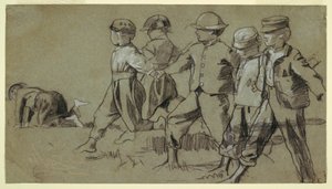 Disegno, studio per "Scattare la frusta", 1872 da Winslow Homer