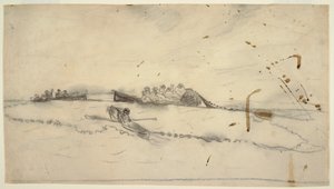 Disegno, tre barche con pescatori che stendono una rete, 1881-82 da Winslow Homer