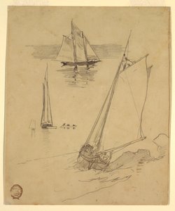 Disegno, Tre schizzi di golette, probabilmente 1880 da Winslow Homer