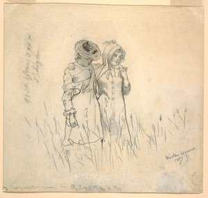 Disegno, Due ragazze in un campo, 1879 da Winslow Homer