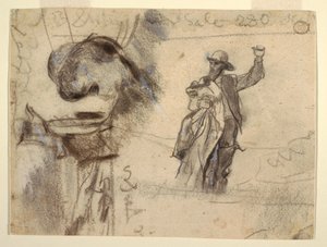 Disegno, Due studi di un marinaio con braccio alzato (studi per La vedetta-Tutto bene e Il naufragio) da Winslow Homer