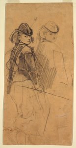 Disegno, Due studi di una ragazza che si guarda alle spalle, 1862 ca. da Winslow Homer