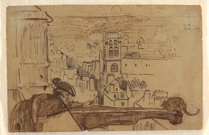 Disegno, Veduta di Parigi con il parapetto della torre della cattedrale di Notre Dame, 1867 da Winslow Homer