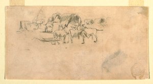Disegno, Treno di carri in accampamento, 1862 da Winslow Homer