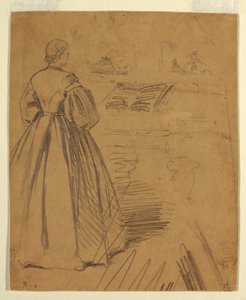 Disegno, Donna in piedi davanti a un pianoforte, 1862 da Winslow Homer