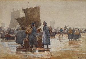 Pescatori sulla spiaggia di Cullercoats da Winslow Homer