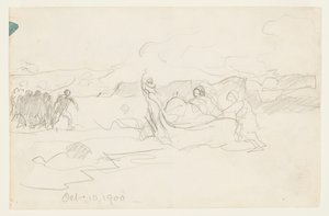 Pescatori che tirano a riva una dory da Winslow Homer
