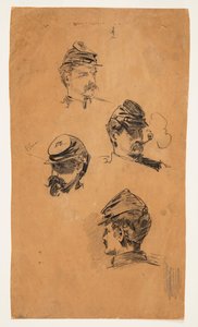 Quattro studi di teste di soldati da Winslow Homer