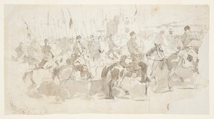 Il sesto reggimento di cavalleria del generale McClellan, in partenza da Alessandria per Old Point Comfort da Winslow Homer