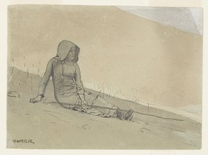 Ragazza seduta su una collina