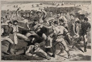 Vacanza in campo - Soldati che giocano a calcio, 1865