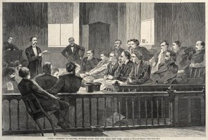 Giurati che ascoltano il consiglio, Corte Suprema, New City Hall, New York, 1869 da Winslow Homer