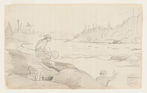 Uomini che pescano con una canna e una rete da Winslow Homer