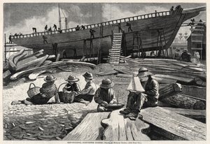 Costruzione di navi, Gloucester Harbor, 1873