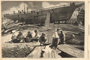 Costruzione di navi, Gloucester Harbor, da Harper