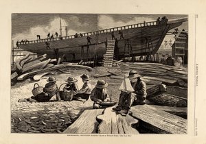 Costruzione di navi, porto di Gloucester, da Harper