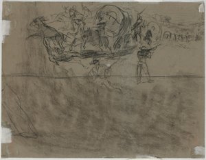 Scaramuccia con un convoglio di carri (verso)