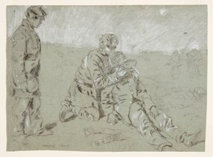 Soldato che dà acqua a un compagno ferito da Winslow Homer