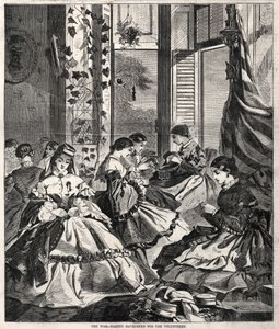La guerra - Realizzazione di Havelocks per i volontari, 1861