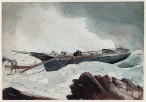 La goletta naufragata, 1900-10 circa (acquerello e carboncino su carta) da Winslow Homer