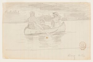 Tre uomini in una canoa, Il Manigne, Quebec da Winslow Homer