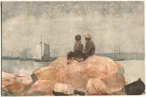 Due ragazzi che guardano le golette da Winslow Homer