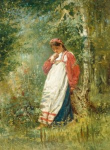 Giovane donna nel bosco da Wladimir Jegorowitsch Makowski
