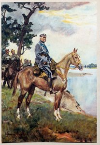 Ritratto equestre del Maresciallo Józef Piłsudski sul suo cavallo preferito Kasztanka. Dipinto di Wojciech Kossak
