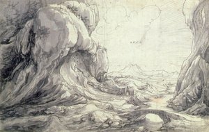 Paesaggio roccioso con un ponte in primo piano da Wolf Huber