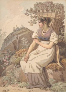 Giovane donna nel Vaudois dopo la vendemmia da Wolfgang Adam Töpffer