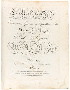 Copertina della partitura Le nozze di Figaro dramma giocoso in quattro atti da Wolfgang Amadeus Mozart