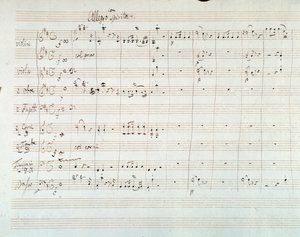 Pagina di spartito della Sinfonia n. 8 in re maggiore, di Mozart (1768) da Wolfgang Amadeus Mozart