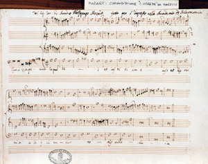 Pagina di spartito di Querite primum regnum Dei di Mozart per ottenere il titolo di Accademico filarmonico (1770) da Wolfgang Amadeus Mozart