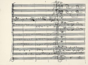 Wolfgang Amadeus Mozart (1756-1791) compositore austriaco. Autografo della fine della musica del fuoco e dell